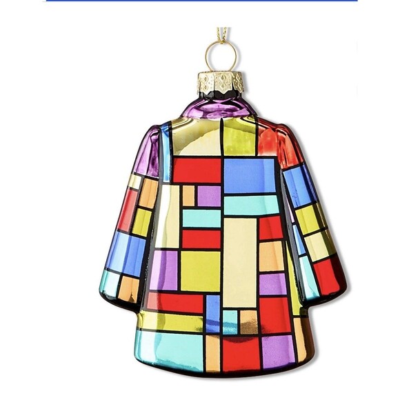 Dolly Parton Patch Coat of Many Colors Patchwork Christmas Glass Ornament Ruz - Picture 2 of 4